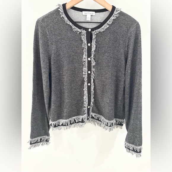 Belford Fringe Hem Cardigan Gray Size Large - Picture 3 of 5